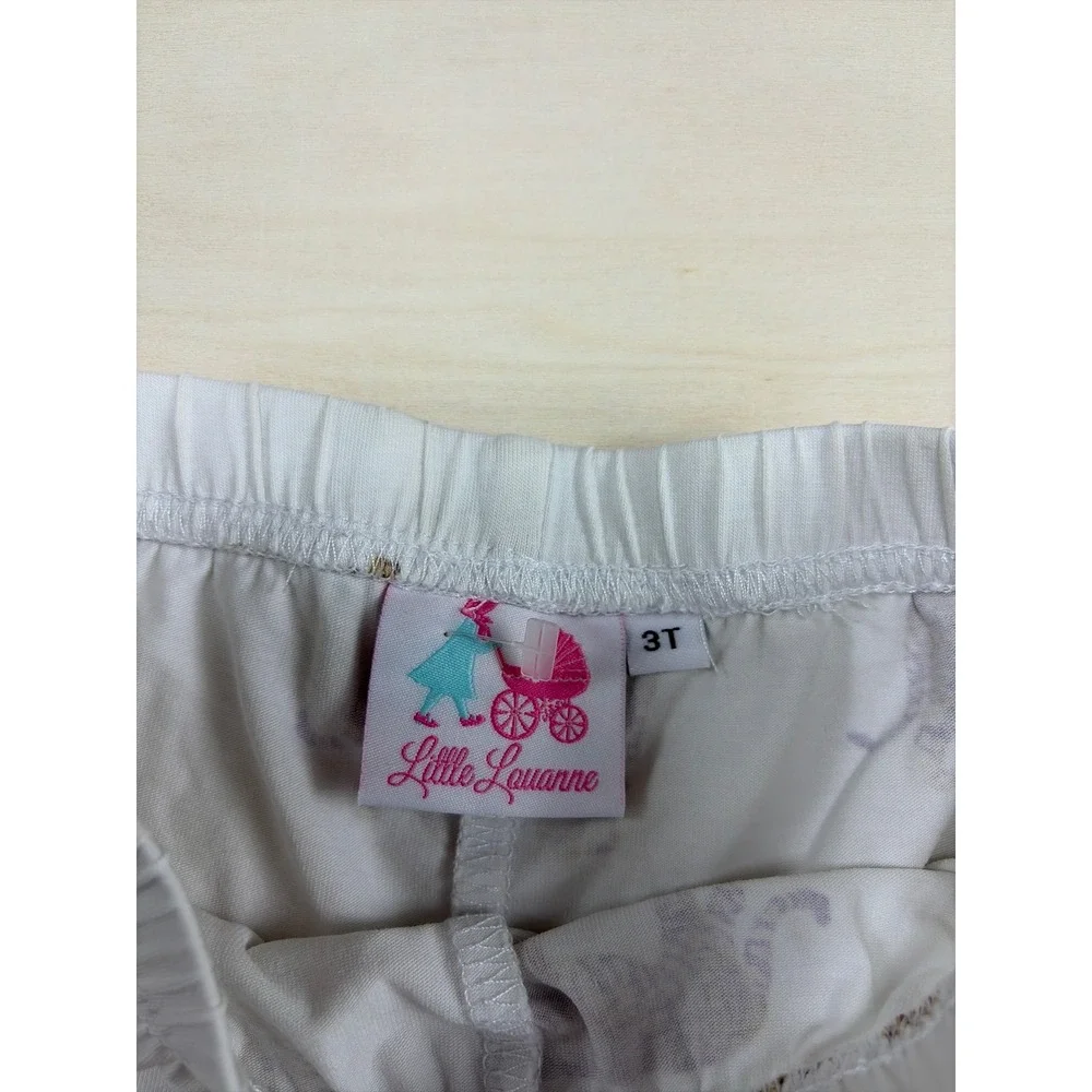 Little Louanne Girls Tiger Print Ruffle Hem Pajama Pants White Purple 3T